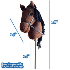 Rhinestone bridle on Playful Minds hobby horse adds sparkle for photos