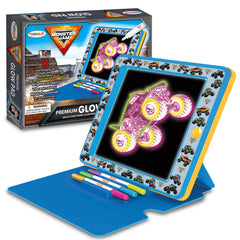 Playful Minds Monster Jam glow pad front view with bright LED surface for kids