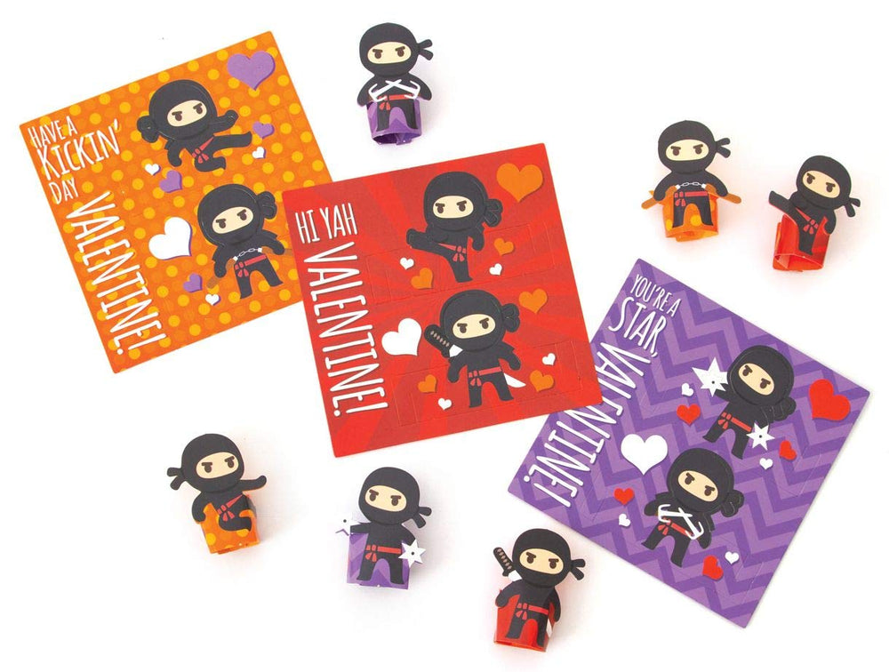 Playhouse ninja finger puppets pack showcasing three vibrant styles for pretend play.
