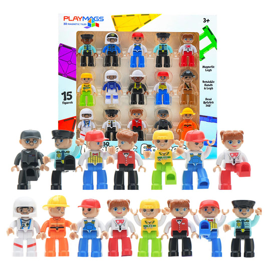Playmags 3-inch PlayPeople front view shows sturdy magnetic feet for creative play.