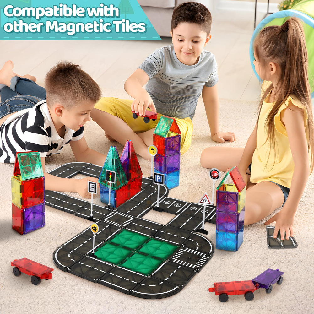 Playmags magnets keep tiles securely connected during play.