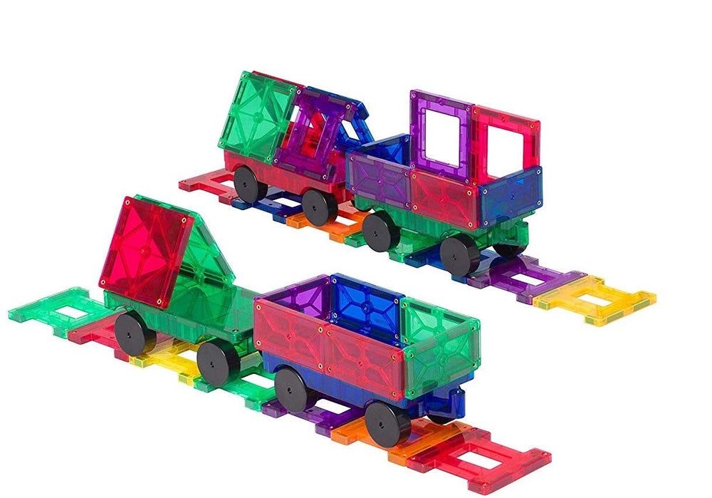 Playmags safety rivets at four corners keep cars closed during play.