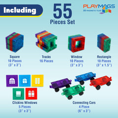 Playmags square tiles 3x3 enable geometric exploration and stacking