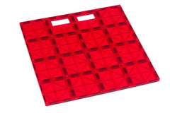 Playmags stabilizer clear tiles in red or blue add color and support.