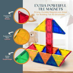Playmags toddler STEM toy encourages fine motor skills through towers and houses.