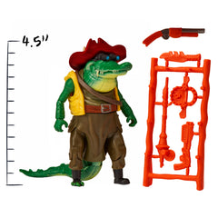 Leatherhead blaster and weapon rack provide extra battle gear options.