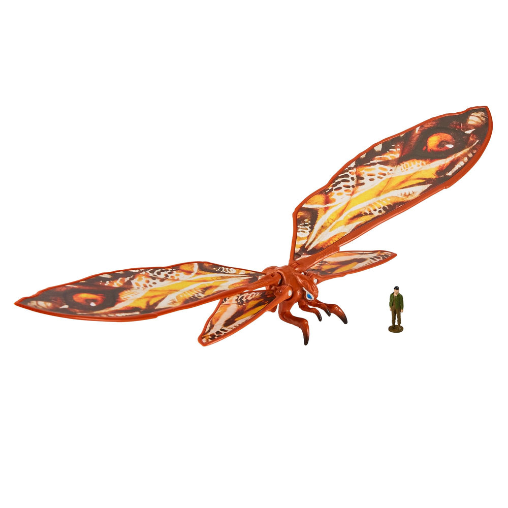 PlayMates Mothra with Jia back view highlighting sculpted details and scale.