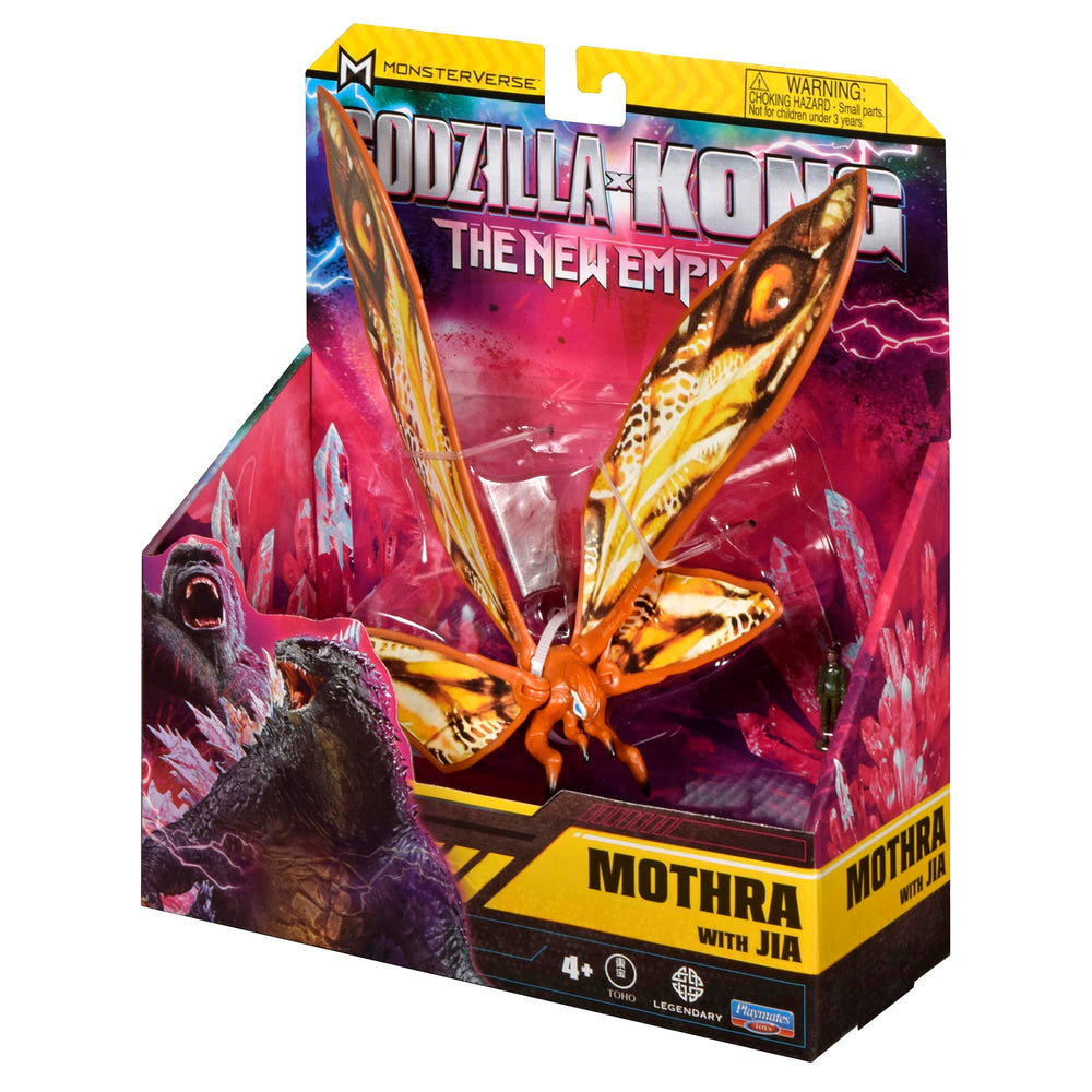 PlayMates Mothra with Jia in-box panel image featuring branding.