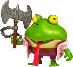 Playmates TMNT Genghis Frog with battle axe accessory for action scenes.