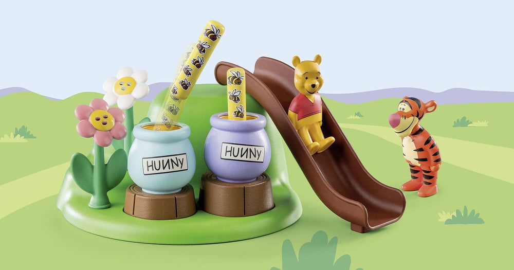 Playmobil 1.2.3 Winnie’s and Tigger’s Bee Garden Winnie and Tigger figures invite cooperative play