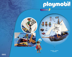 Playmobil 5810 pirate ship sails detail encouraging creative sea journeys.