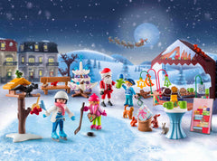 Playmobil Advent Calendar Trip to the Christmas Market with four figures for diverse stories.