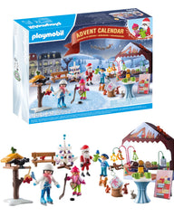 Playmobil Advent Calendar Trip to the Christmas Market with an ice skating rink for festive pretend play.