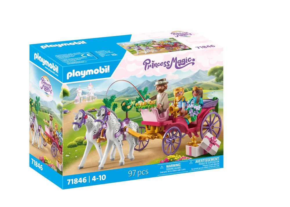 Playmobil Carriage Ride exterior showcases the elegant royal carriage for imaginative adventures