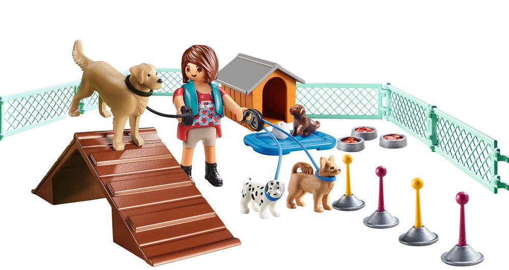 Playmobil Dog Trainer Gift Set doghouse scene showing a cozy rest after training