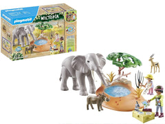 Playmobil Elephant at the Waterhole with trunk splash for interactive play