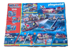 Playmobil fire rescue boat with winch ready to tow vessels