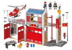 Playmobil Fire Station helicopter scene for action-packed rescue role-play and storytelling