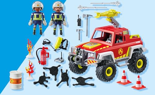 Playmobil 71824 Fire Truck winch function ready for rescue pretend play.
