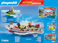 Playmobil Fireboat with Aqua Scooter boat-and-jet-ski scene shows teamwork
