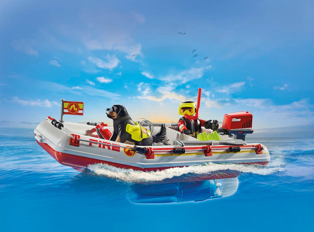 Playmobil Fireboat with Aqua Scooter diving gear included for imagination