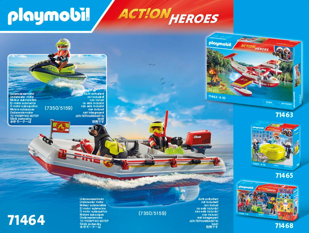Playmobil Fireboat with Aqua Scooter swiveling motor enables versatile play