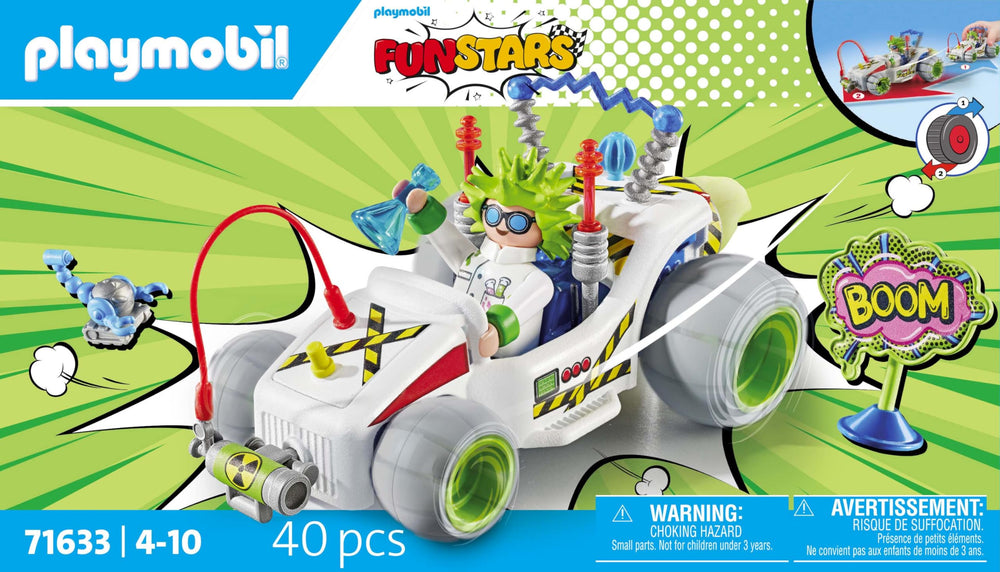 Playmobil Funstars Racing Professor lab glasses spark curious, hands-on exploration