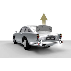 Playmobil James Bond Aston Martin DB5 Goldfinger Edition retractable tire cutters feature authentic gadget details.