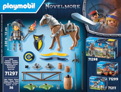 Jousting scene play promotes imaginative narratives and fine motor skills.