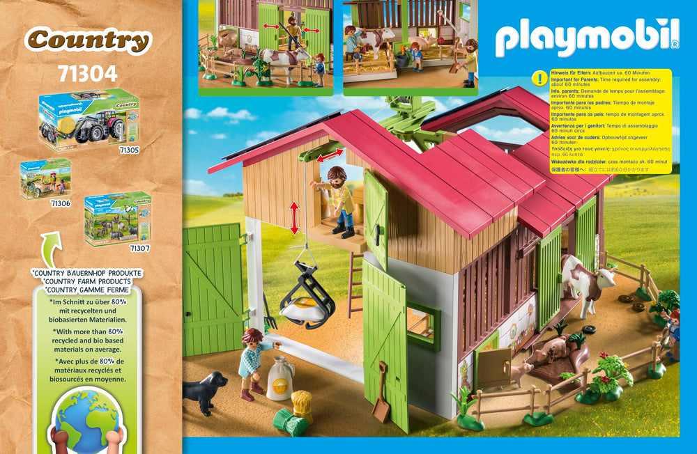 Detailed view of the Playmobil Large Farm build and layout