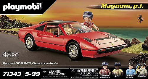Playmobil Magnum P.I. Ferrari 308GT headlights open at a press for drama