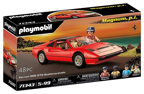 Playmobil Magnum P.I. Ferrari 308GT rear with hood open demonstrating interactive features