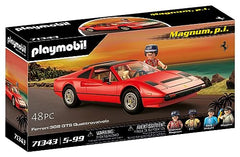 Playmobil Magnum P.I. Ferrari 308GT rear with hood open demonstrating interactive features