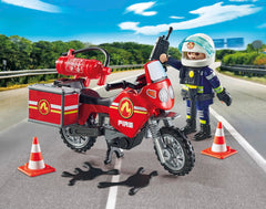 Playmobil movable visor helmet adds authentic firefighter gear.