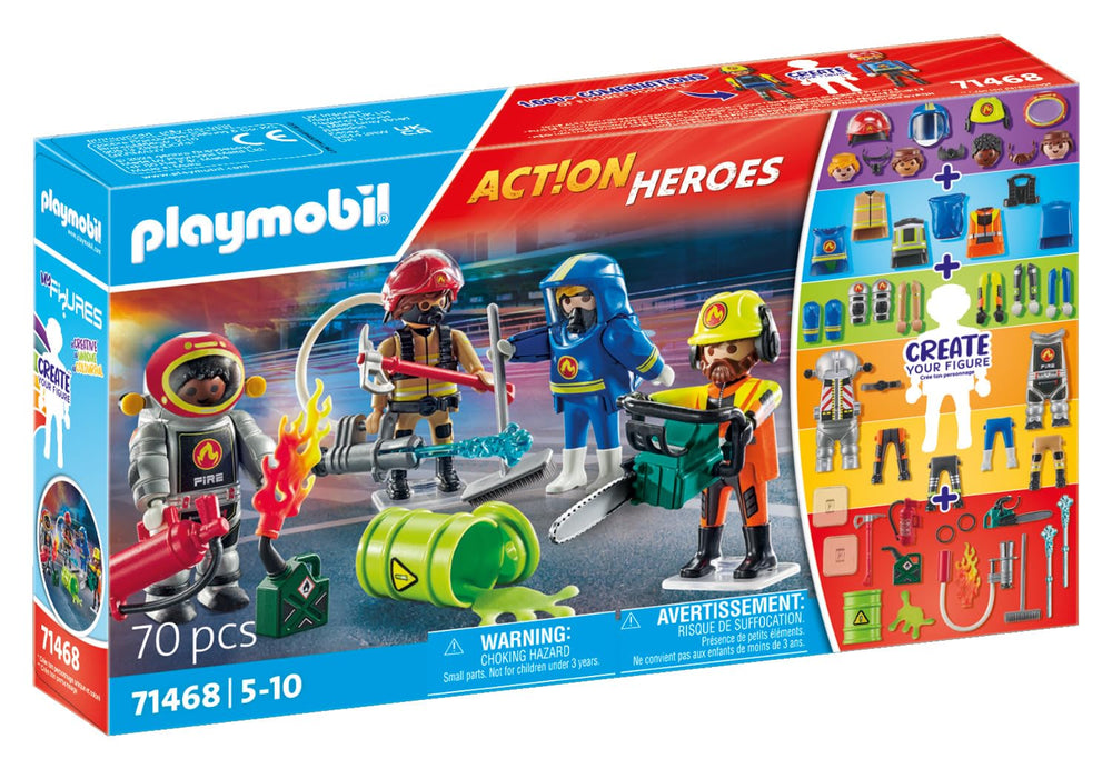 Playmobil My Figures Fire Brigade toxic cleanup crew member in protective gear for cleanup simulations.