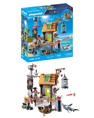 Playmobil Pirate Harbor dock, perfect for imaginative seafaring adventures with kids aged four and up.