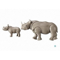 Playmobil rhino with baby ready for hands-on zoo play and role-play.