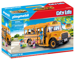 Playmobil School Bus front lights illuminate the journey for realistic play