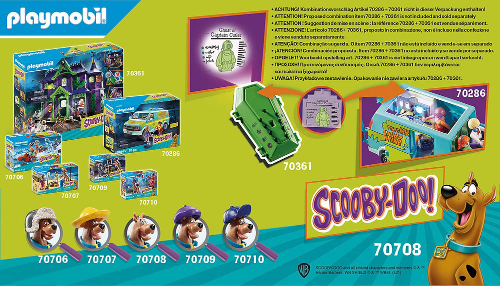 Playmobil Scooby-Doo set includes treasure and diving gear for adventure.