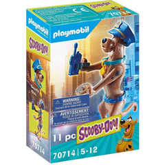 Playmobil Scooby-Doo police figure with hat and walkie-talkie for imaginative play.