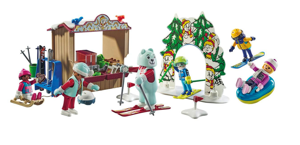 Playmobil Ski World decorative archway framing the snowy scene.
