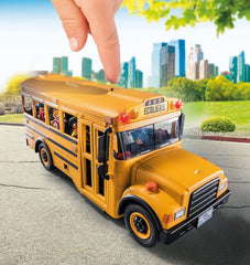 Playmobil student figures ready for bus-based storytelling adventures