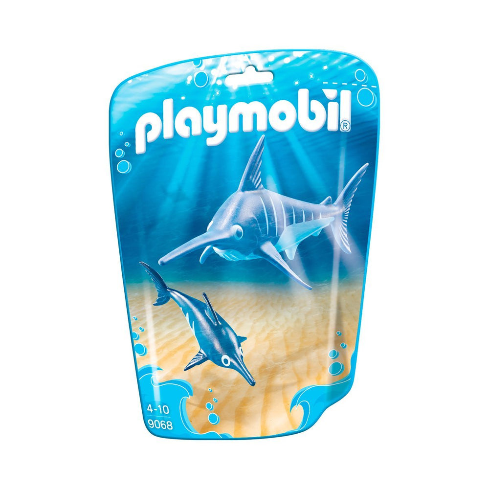 Playmobil Swordfish with Baby figure supports imaginative ocean play.