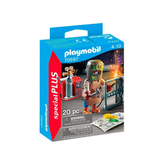 Playmobil welder figure wearing safety apron and shield for imaginative play.