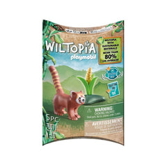 Playmobil Wiltopia red panda figure with educational habitat content.