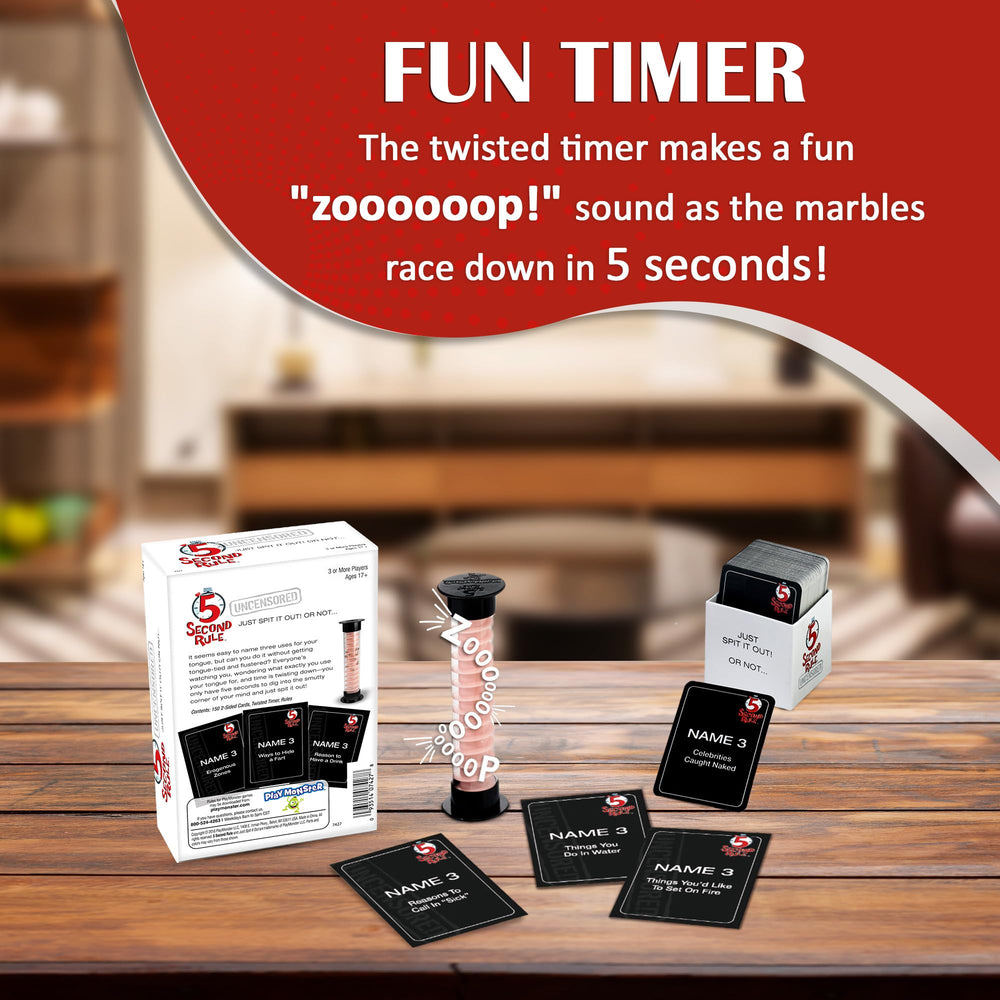 PlayMonster 5 Second Rule Uncensored countdown timer in bright design.