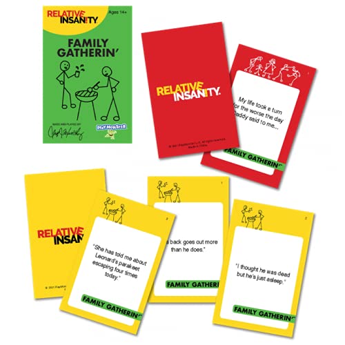 PlayMonster Relative Insanity Family Gatherin’ cards fuel humorous family storytelling.
