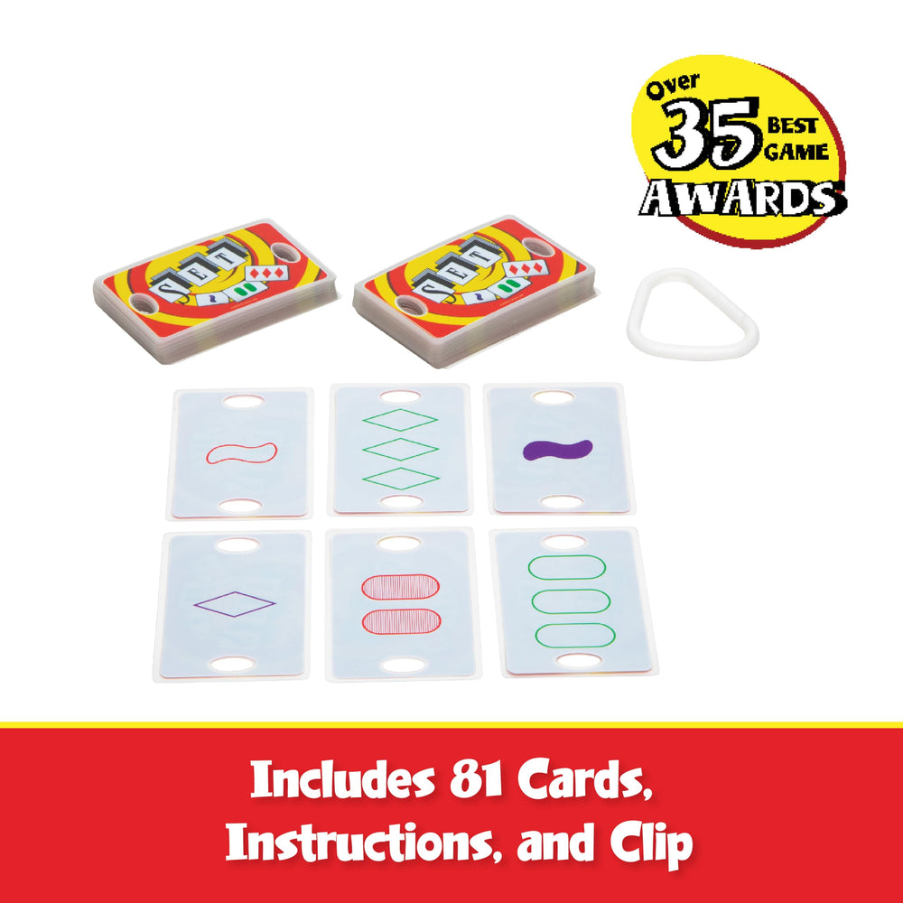 PlayMonster Set race-to-find-sets offers quick, engaging challenges for groups.