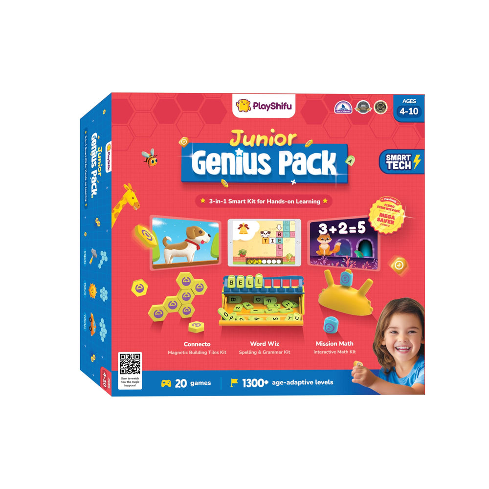 PlayShifu Junior Genius Pack Count Kit boosts early math skills through interactive puzzles.