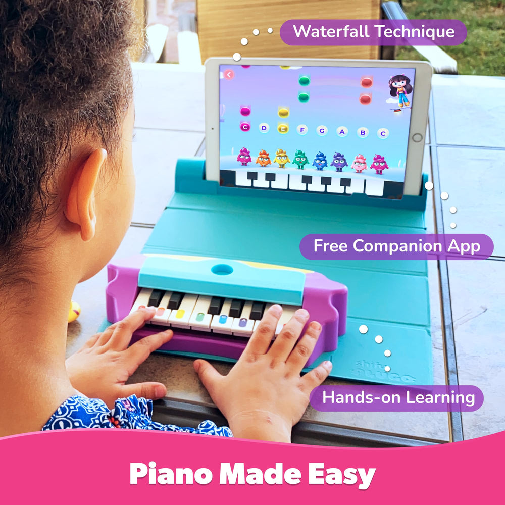 PlayShifu Plugo Tunes learning activities image conveys STEAM exploration and memory skill-building.